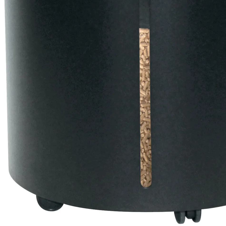 Pellethalter mit Rädern und Deckel aus Metall, hergestellt in Italien – Storch Viadurini