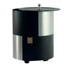 Pellethalter mit Rädern und Deckel aus Metall, hergestellt in Italien – Storch Viadurini