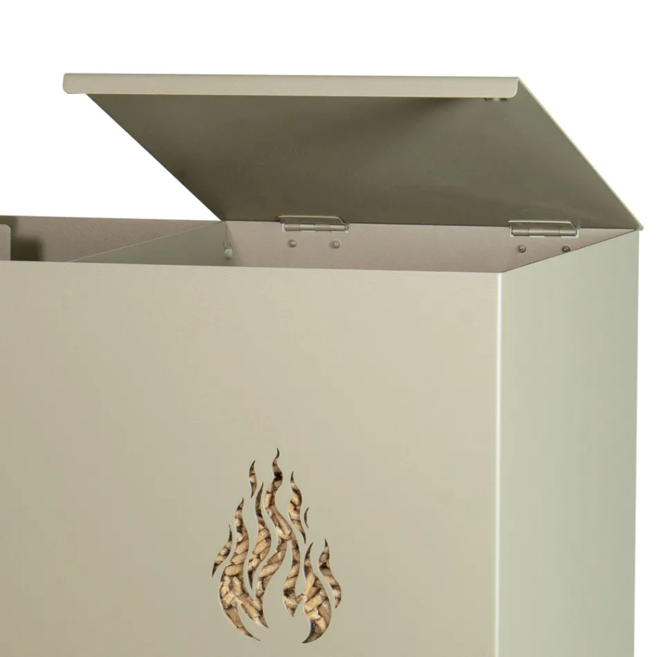 Rechteckiger Pellethalter aus Metall mit 4 Rädern, hergestellt in Italien – Aquila Viadurini