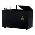 Rechteckiger Pellethalter aus Metall mit 4 Rädern, hergestellt in Italien – Aquila Viadurini