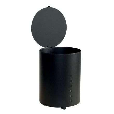 Runder Pellethalter aus schwarz lackiertem Stahl und Rädern, hergestellt in Italien – Airone Viadurini