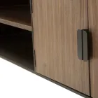 Wohnzimmer-TV-Ständer aus Tannenholz und Grauguss mit 2 Türen - Cooper Viadurini