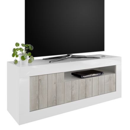 TV-Möbel aus Schichtholz mit offenem Fach und 3 Türen Made in Italy - Cinzia Viadurini