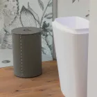 Zylindrischer Wäschekorb aus regeneriertem handgefertigtem Leder Roby Viadurini