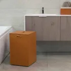 Wäschekorb aus Leder mit quadratischer Basis David, made in Italy Viadurini