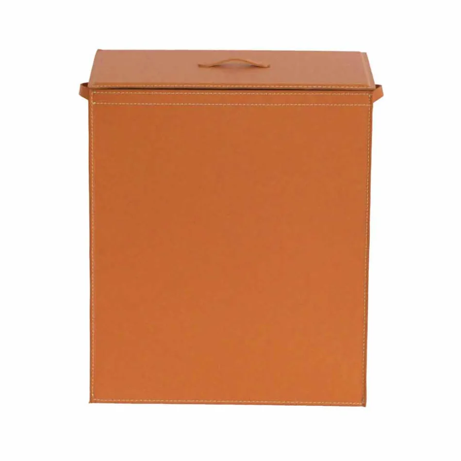 Wäschekorb aus Leder mit einem rechteckigen Design-Basis Peter Viadurini