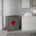 Moderner Lederwäschekorb Made in Italy Adele, Herzeinsatz Viadurini