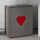 Moderner Lederwäschekorb Made in Italy Adele, Herzeinsatz Viadurini