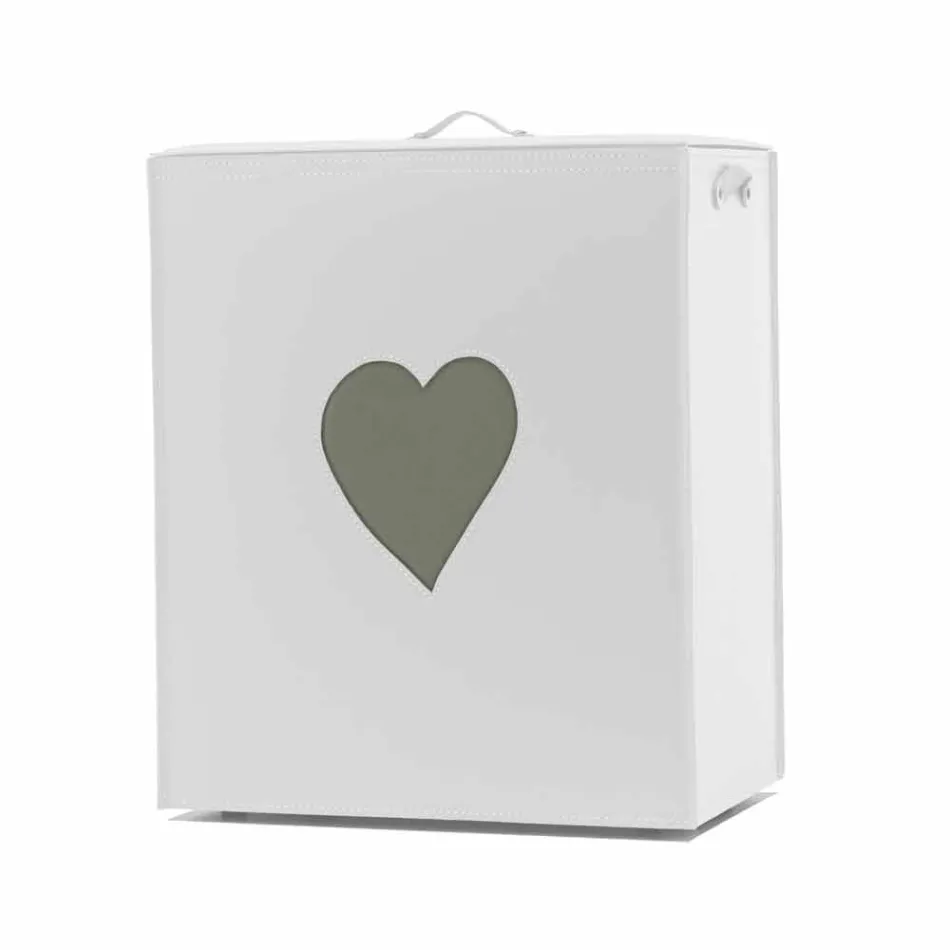 Moderner Lederwäschekorb Made in Italy Adele, Herzeinsatz Viadurini