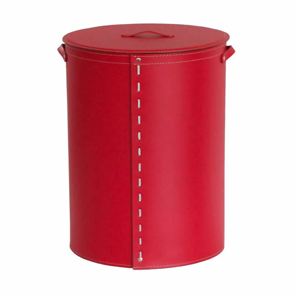 Ovaler Wäschekorb aus regeneriertem Riky-Leder, hergestellt in Italien Viadurini