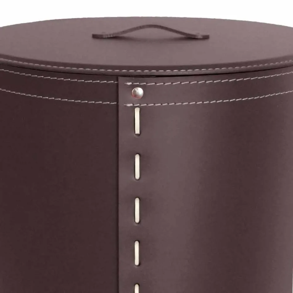 Ovaler Wäschekorb aus regeneriertem Riky-Leder, hergestellt in Italien Viadurini