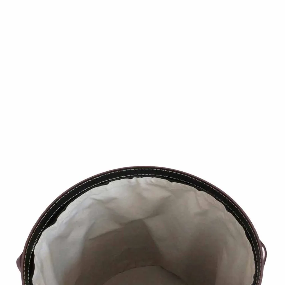 Ovaler Wäschekorb aus regeneriertem Riky-Leder, hergestellt in Italien Viadurini