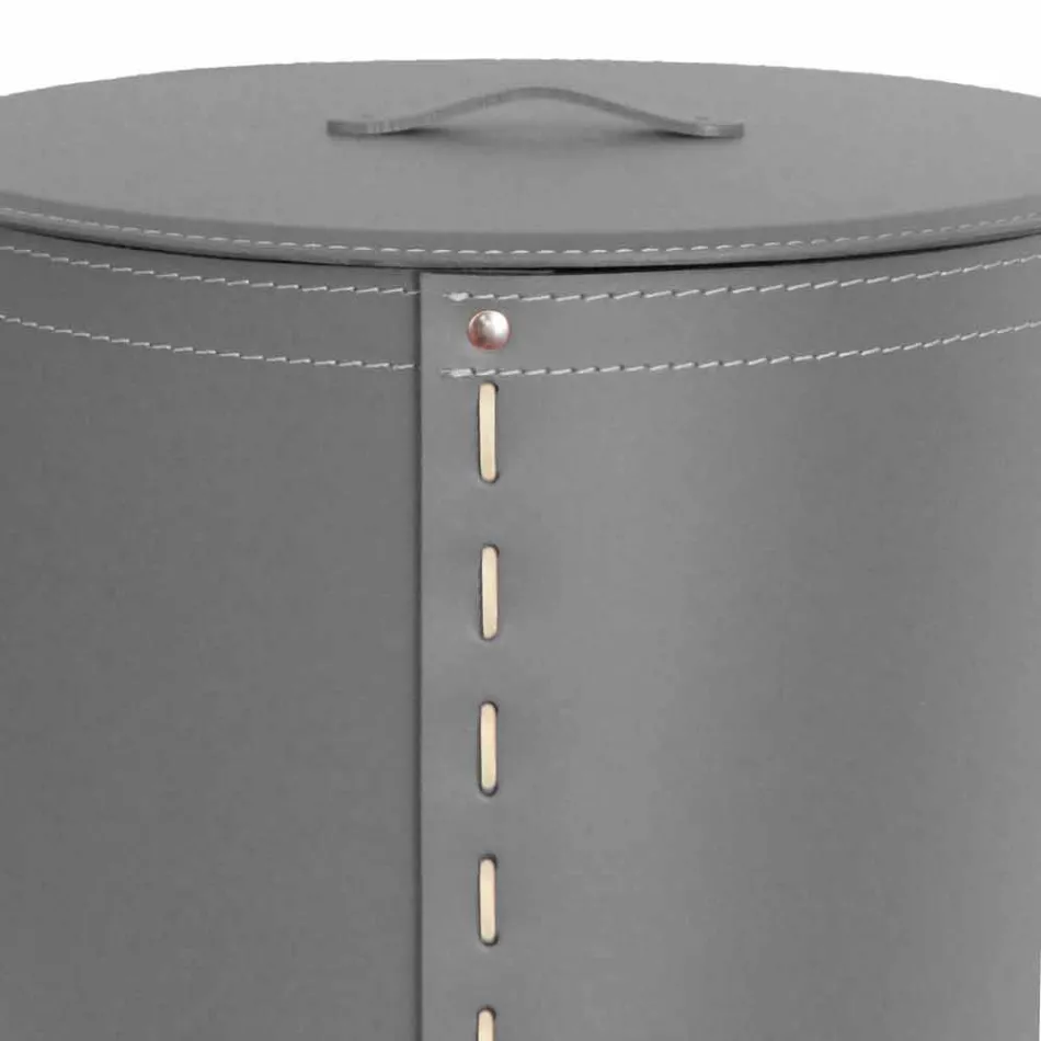 Ovaler Wäschekorb aus regeneriertem Riky-Leder, hergestellt in Italien Viadurini