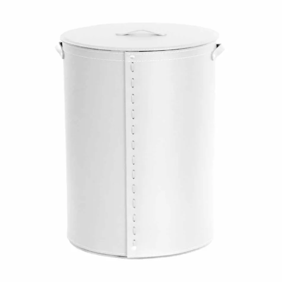 Ovaler Wäschekorb aus regeneriertem Riky-Leder, hergestellt in Italien Viadurini