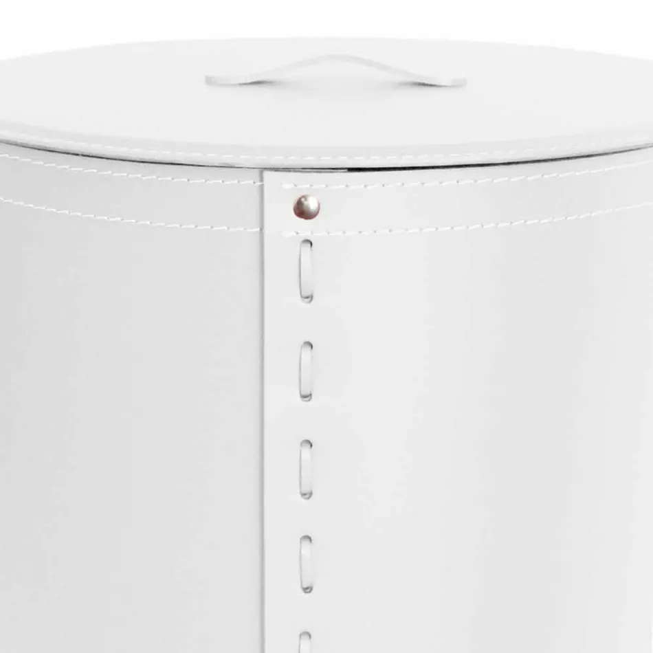 Ovaler Wäschekorb aus regeneriertem Riky-Leder, hergestellt in Italien Viadurini