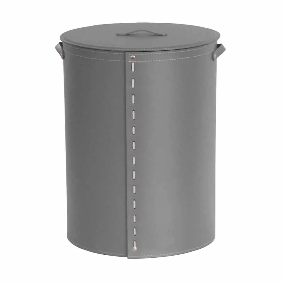 Ovaler Wäschekorb aus regeneriertem Riky-Leder, hergestellt in Italien Viadurini