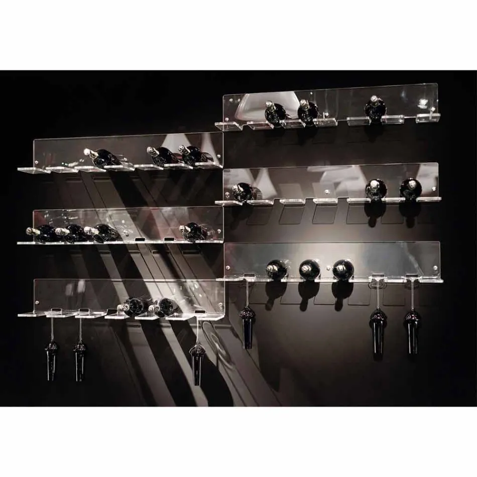 Wandflaschenhalter für 6 Flaschen aus Plexiglas Made in Italy - Canberra Viadurini