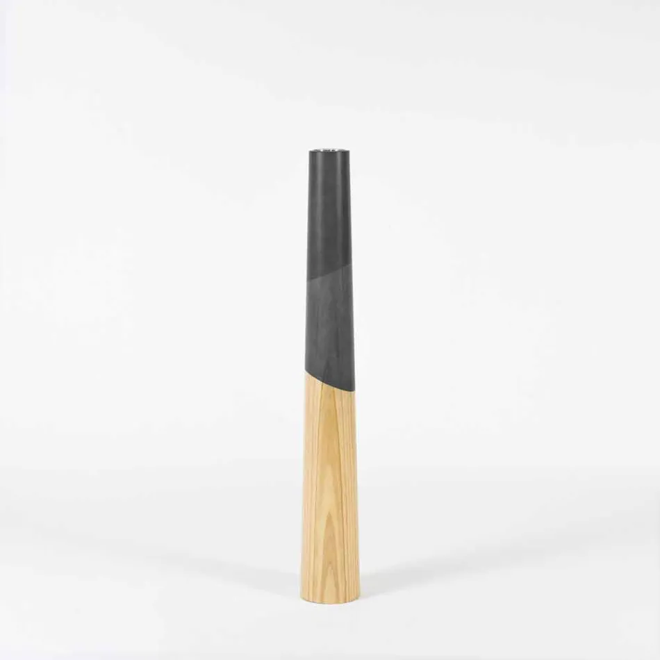 Moderner Kerzenhalter aus massivem Kiefernholz mit farbigen Details - Offenheit Viadurini