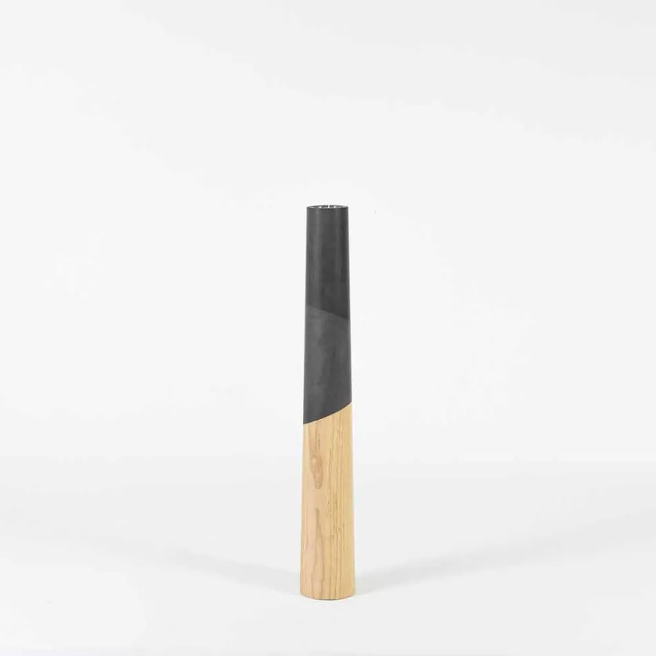 Moderner Kerzenhalter aus massivem Kiefernholz mit farbigen Details - Offenheit Viadurini