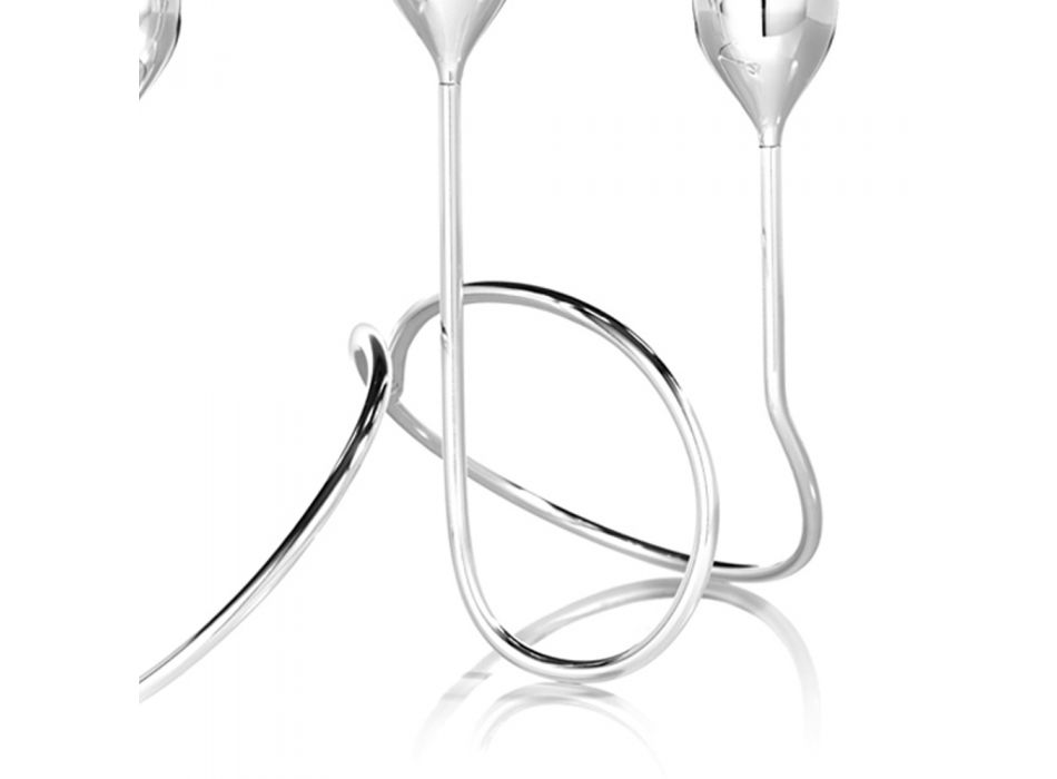 3-armiger Kerzenhalter in Silber Metall Luxus Modernes Design - Unterkunft Viadurini