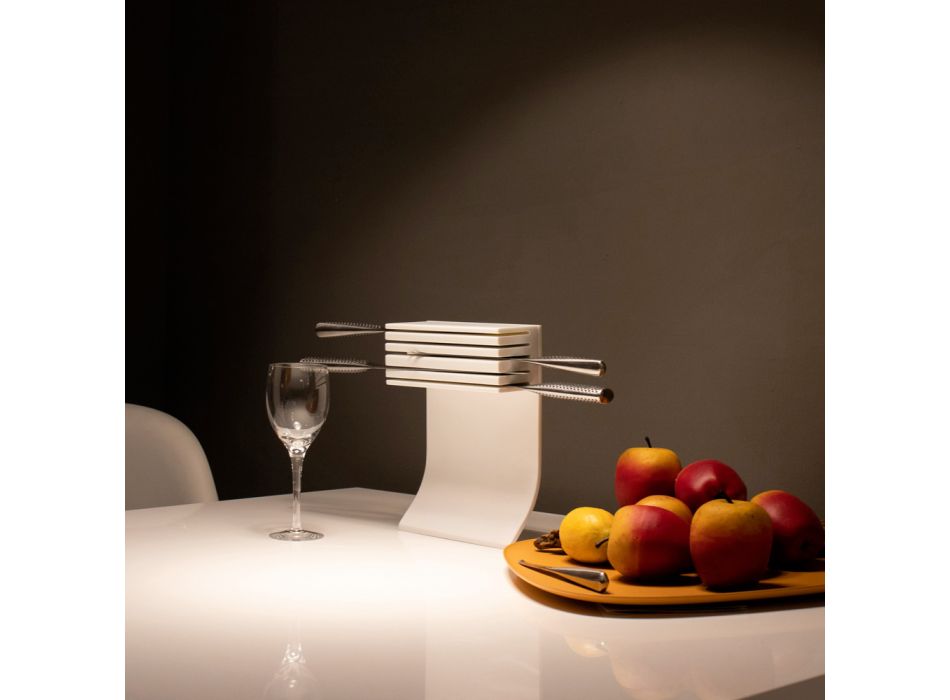 Küchenmesserhalter aus weißem Corian Made in Italy Design - Ivanova Viadurini