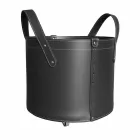 Zylindrischer Holzhalter aus regeneriertem Leder mit Tonda Firestyle Rädern Viadurini