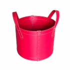 Zylindrischer Holzhalter aus regeneriertem Leder mit Tonda Firestyle Rädern Viadurini