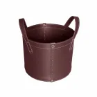 Zylindrischer Holzhalter aus regeneriertem Leder mit Tonda Firestyle Rädern Viadurini