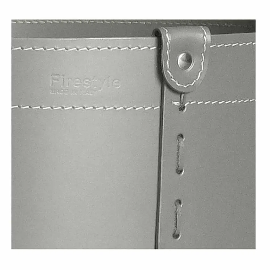 Zylindrischer Holzhalter aus regeneriertem Leder mit Tonda Firestyle Rädern Viadurini