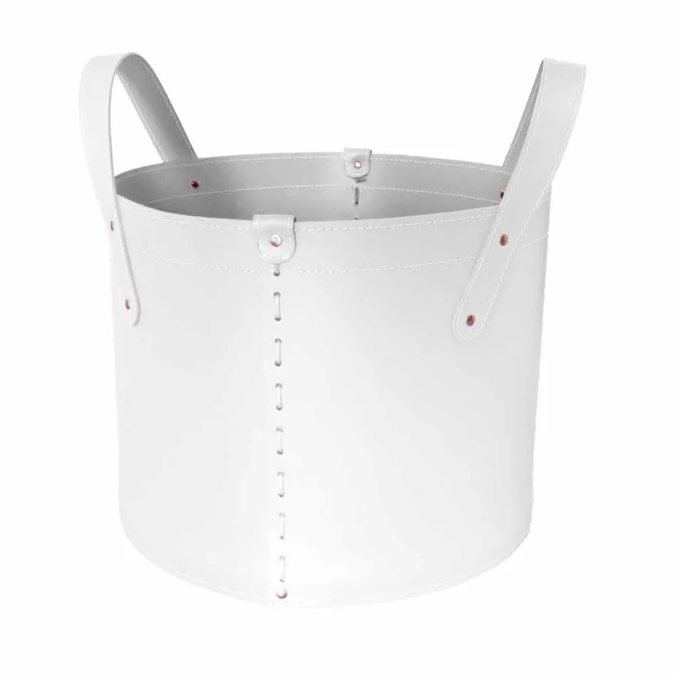 Zylindrischer Holzhalter aus regeneriertem Leder mit Tonda Firestyle Rädern Viadurini