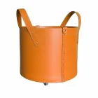 Zylindrischer Holzhalter aus regeneriertem Leder mit Tonda Firestyle Rädern Viadurini