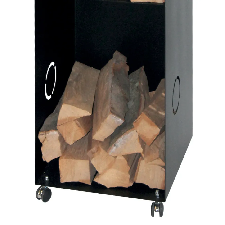 Holzhalter mit 2 Ablagefächern und oberem Regal. Hergestellt in Italien – Colibri Viadurini