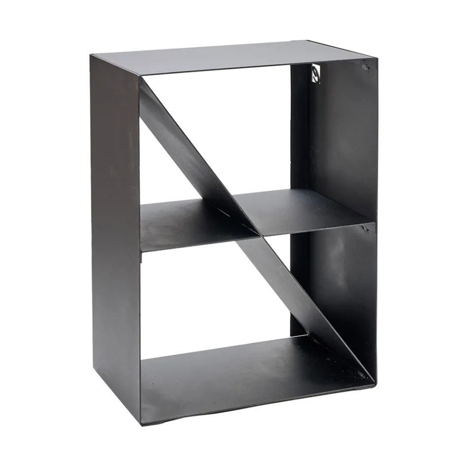 Brennholzhalter mit schräger Stange aus schwarz lackiertem Stahl Made in Italy - Fiamme Viadurini