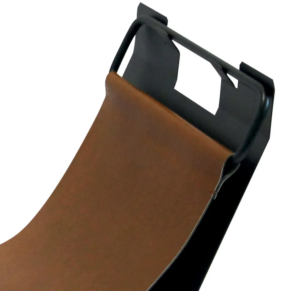 Holzhalter mit Seitengriffen aus braunem Öko-Leder, hergestellt in Italien – Schmetterling Viadurini