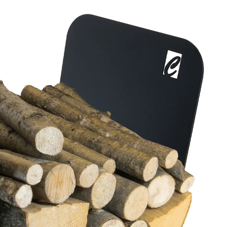 Brennholzhalter für den Innenbereich aus Stahl mit 3 Zubehörteilen Made in Italy - Nelumbo Viadurini