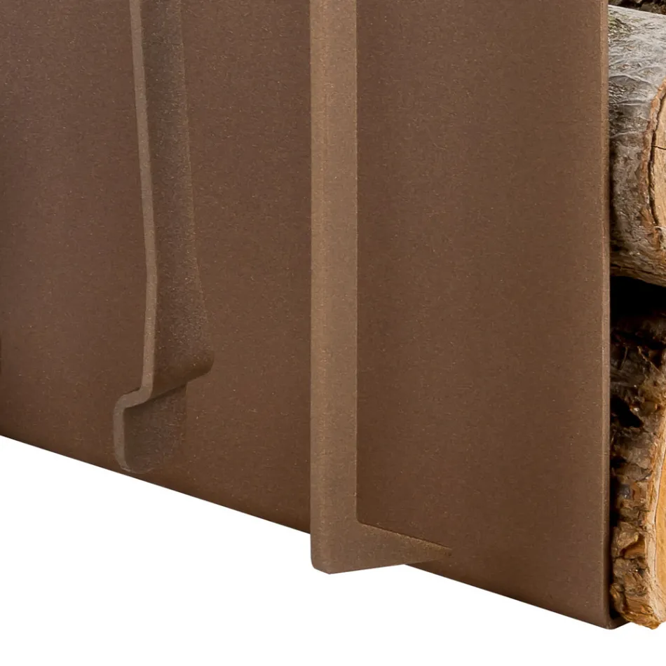 Brennholzhalter aus braunem Stahl Hergestellt in Italien mit Werkzeugen - Volturno Viadurini