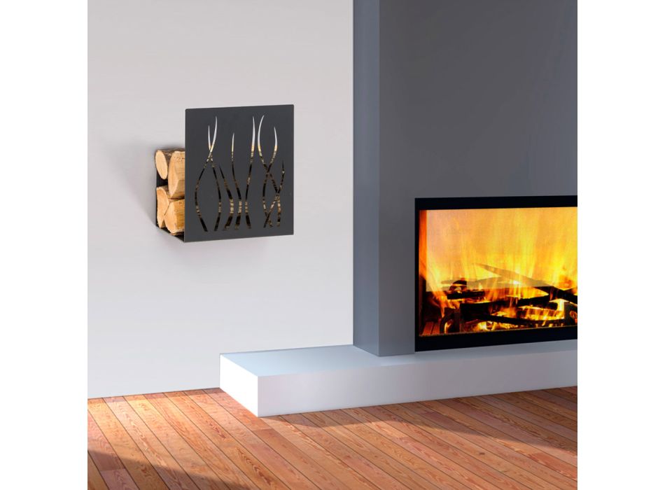Brennholzhalter für den Innenbereich aus lackiertem Stahl Made in Italy - Ghino Viadurini