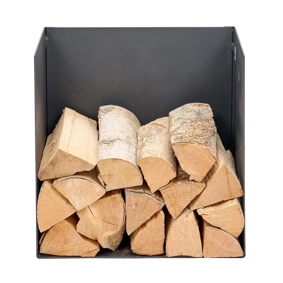 Brennholzhalter aus schwarz lackiertem Stahl Made in Italy - Fiamme Viadurini