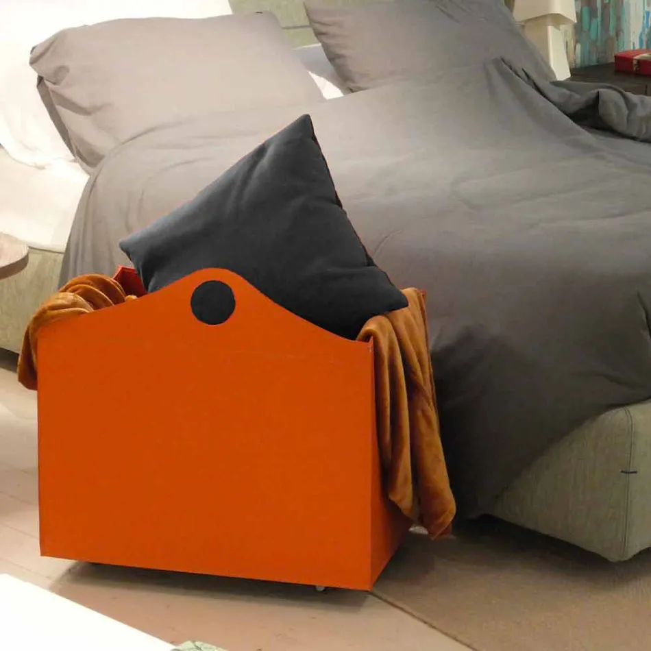 Portalegna Bonded Leder mit WoodBag Räder made in Italy Viadurini