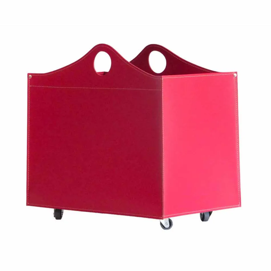 Portalegna Bonded Leder mit WoodBag Räder made in Italy Viadurini