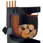 Holzhalter aus Kunstleder und Metall mit 4 Accessoires, hergestellt in Italien – Kamel Viadurini