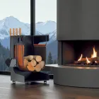 Holzhalter aus Kunstleder und Metall mit 4 Accessoires, hergestellt in Italien – Kamel Viadurini