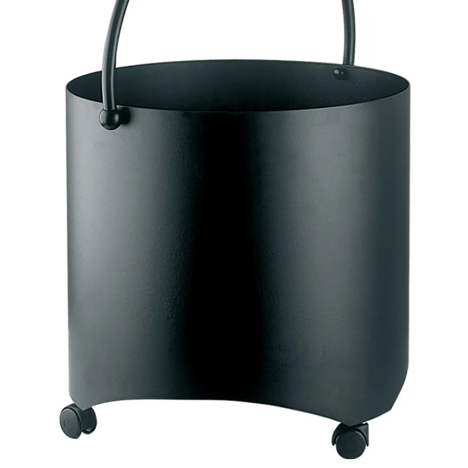 Holzholzhalter aus Metall mit Griff oben und Rädern, hergestellt in Italien – Bison Viadurini