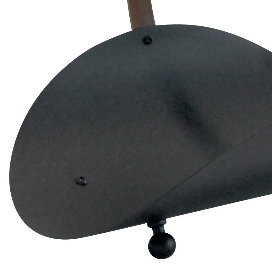 Schwarzer Holzhalter aus Metall mit Ledergriff, hergestellt in Italien – Antilope Viadurini