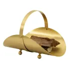 Messingholzhalter mit Griff und 4 Füßen Made in Italy - Tiger Viadurini