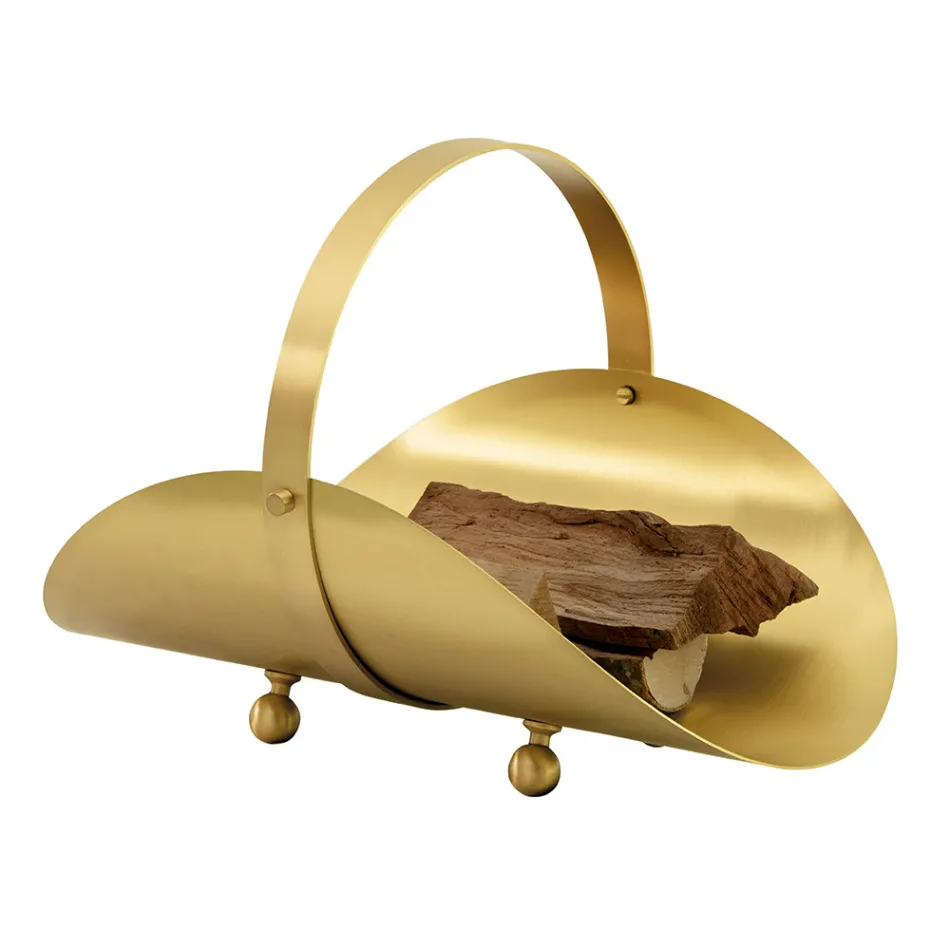 Messingholzhalter mit Griff und 4 Füßen Made in Italy - Tiger Viadurini