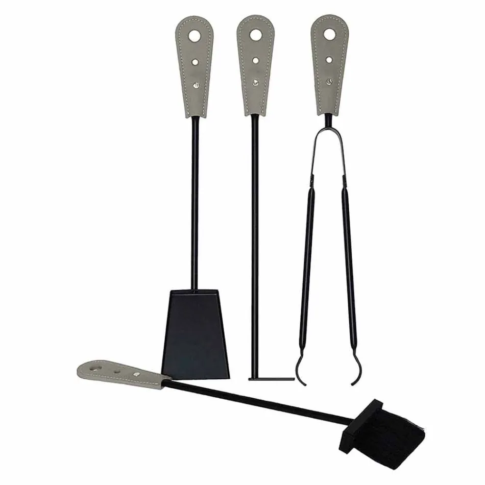 Brennholzhalter, Eisenhalter und Eisen für Nicad Leder, hergestellt in Italien Viadurini