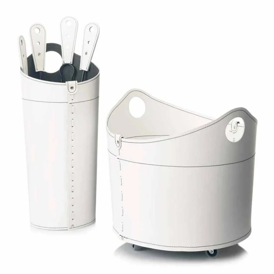 Brennholzhalter, Eisenhalter und Eisen für Nicad Leder, hergestellt in Italien Viadurini