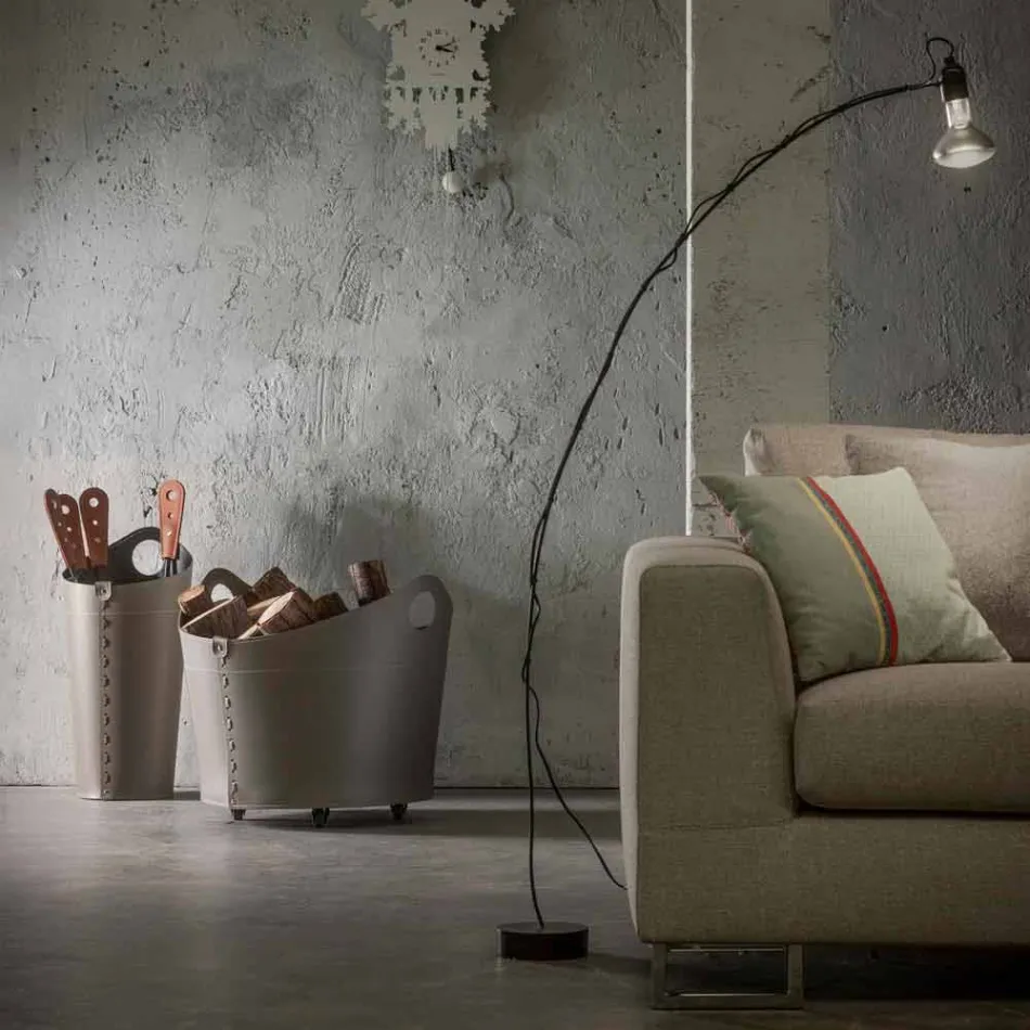 Brennholzhalter, Eisenhalter und Eisen für Nicad Leder, hergestellt in Italien Viadurini