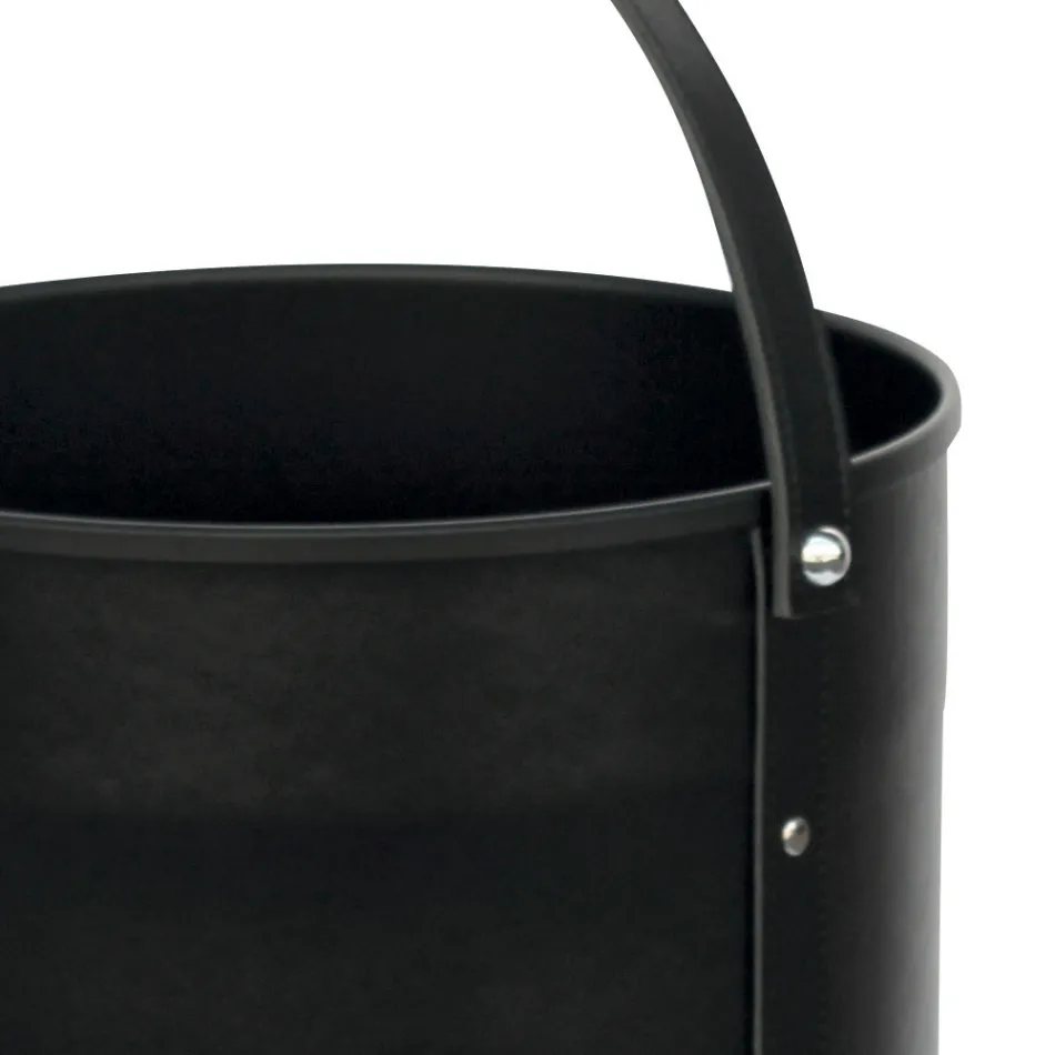 Runder Holzscheithalter aus Öko-Leder mit Rädern, hergestellt in Italien – Chamäleon Viadurini